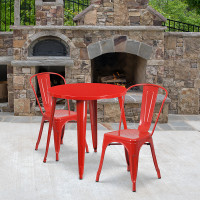 Flash Furniture CH-51090TH-2-18CAFE-RED-GG 30" Round Metal Table Set in Red